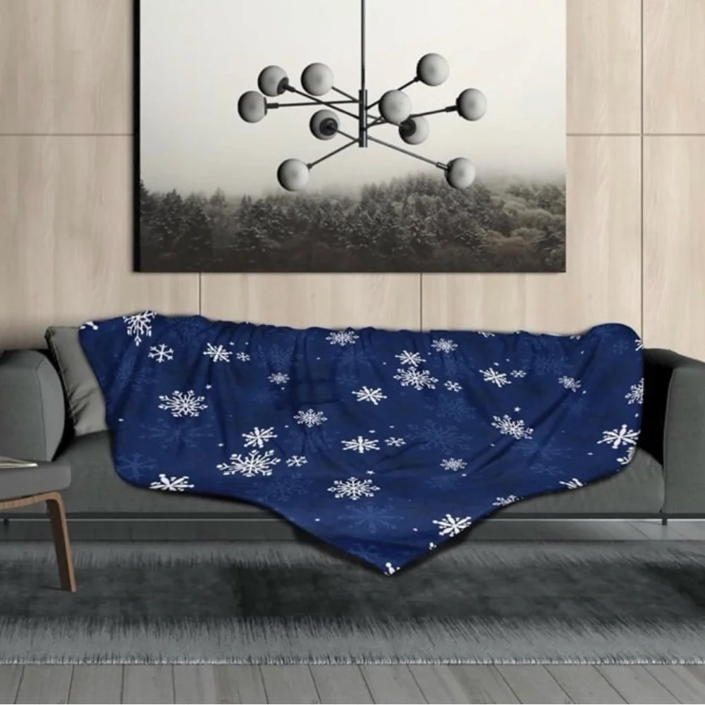 Snowflake Pattern Blue Throw Blanket